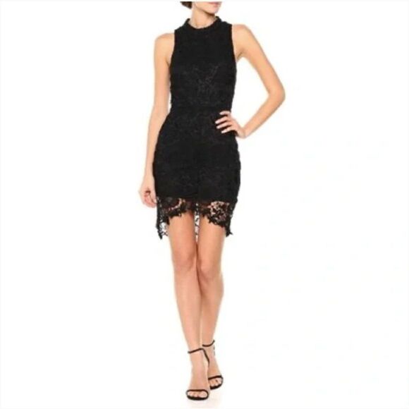 ASTR THE LABEL Samantha Lace Hi-Lo Illusion Lace Dress Black Size XS - Picture 3 of 13